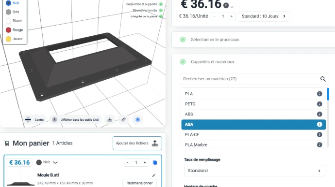 Logiciel de devis instantané d'impression 3D ECU3D